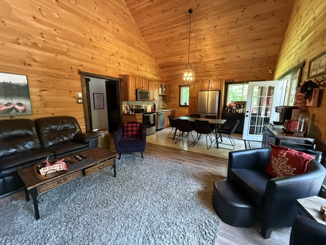 Living area and kitchen