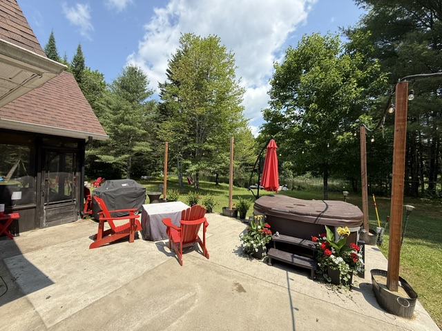 Patio with hot tub